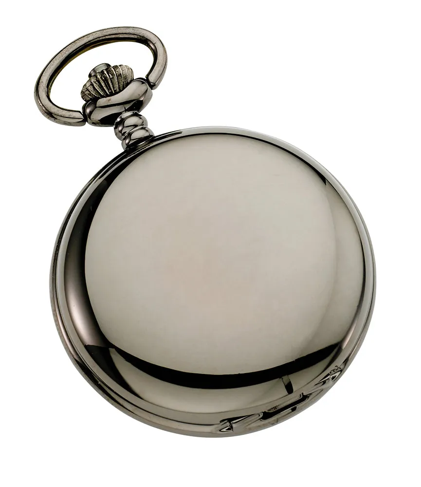 Gotham Men's Gunmetal Black Dial Covered Quartz Pocket Watch # GWC15042BBK