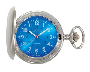 Gotham Men's Silver-Tone Blue Dial Covered Quartz Pocket Watch # GWC15042SBL