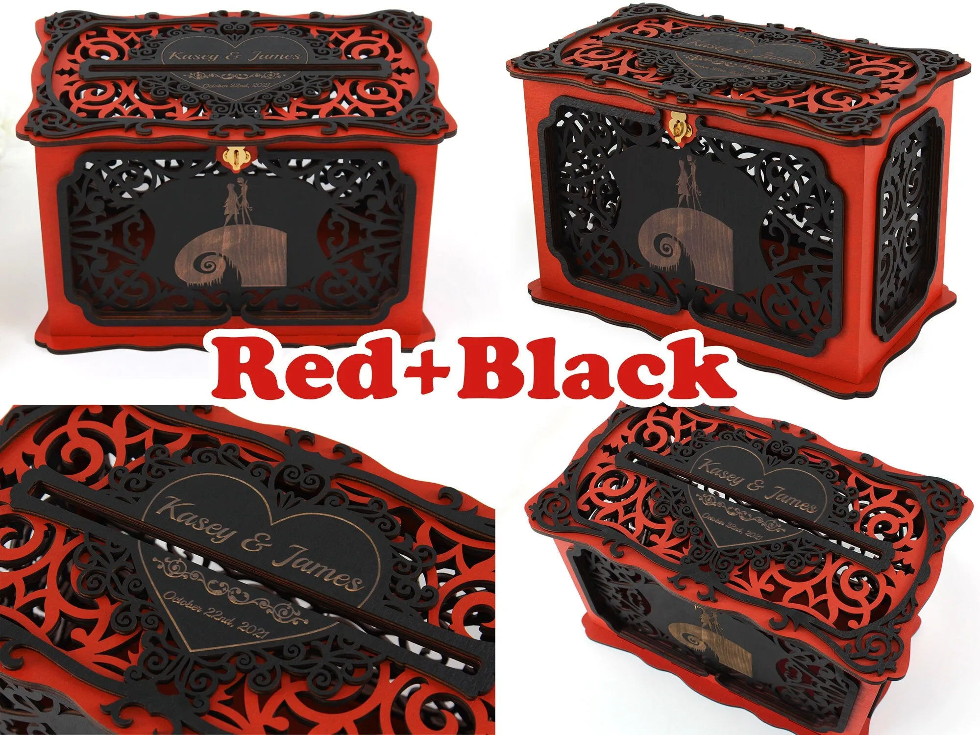 Gothic Wedding Card Box, Jack Sally Wedding Cards Holder, Christmas Tales, Wishes Well, Halloween Wedding Money Box, Nightmare Wedding Post,Wedding Gift, Handmade Gifts