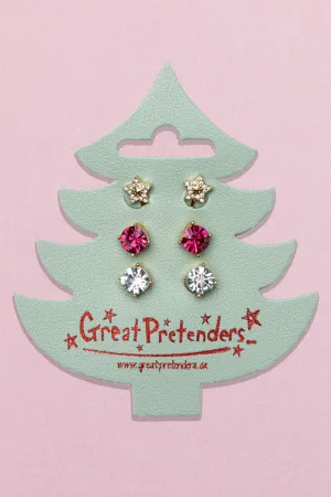 Great Pretenders Holiday Pleather Tree Clip on Earrings, 3pair
