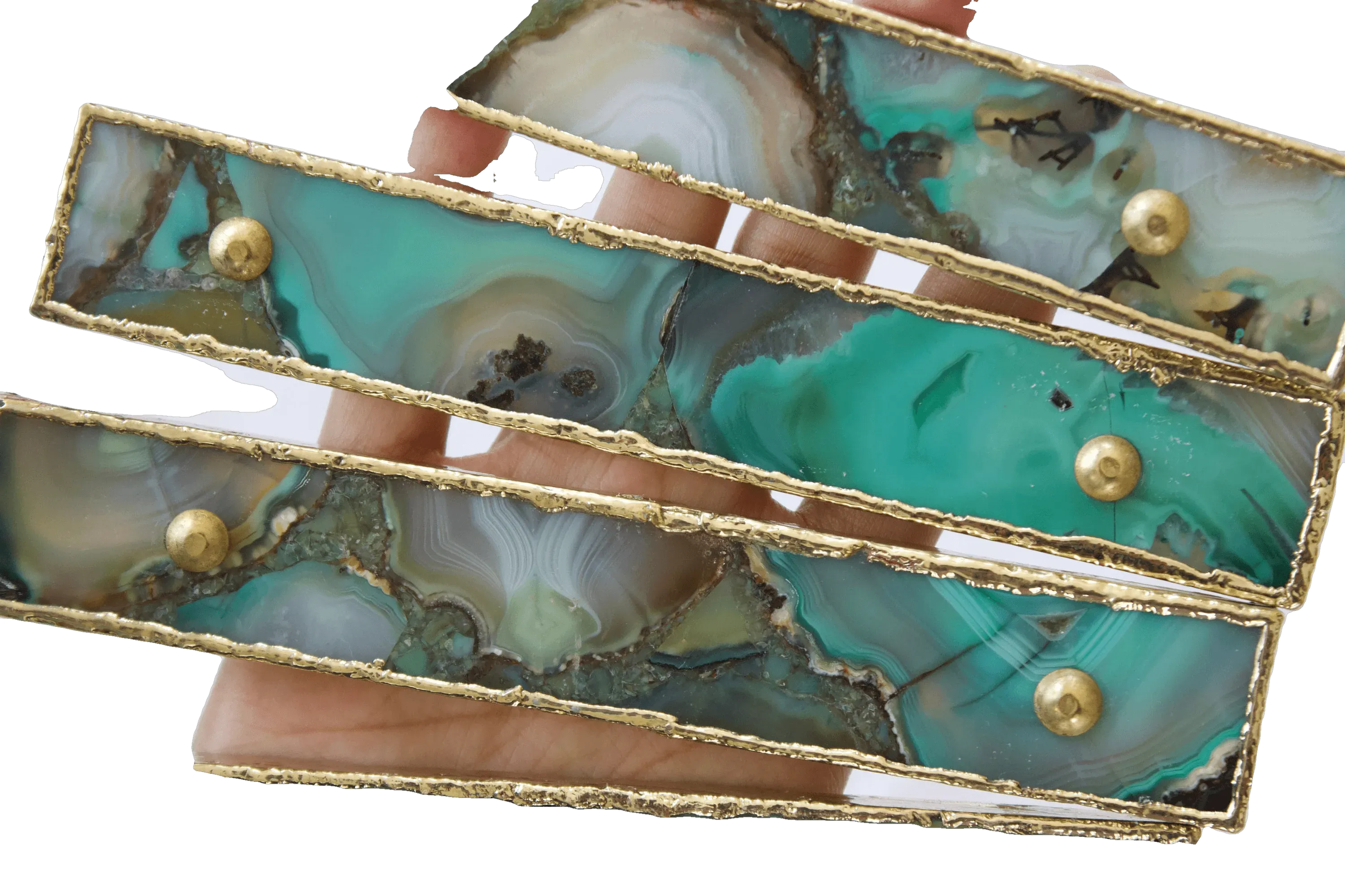 Green Agate Cabinet Door Pull Handle - Set of 4