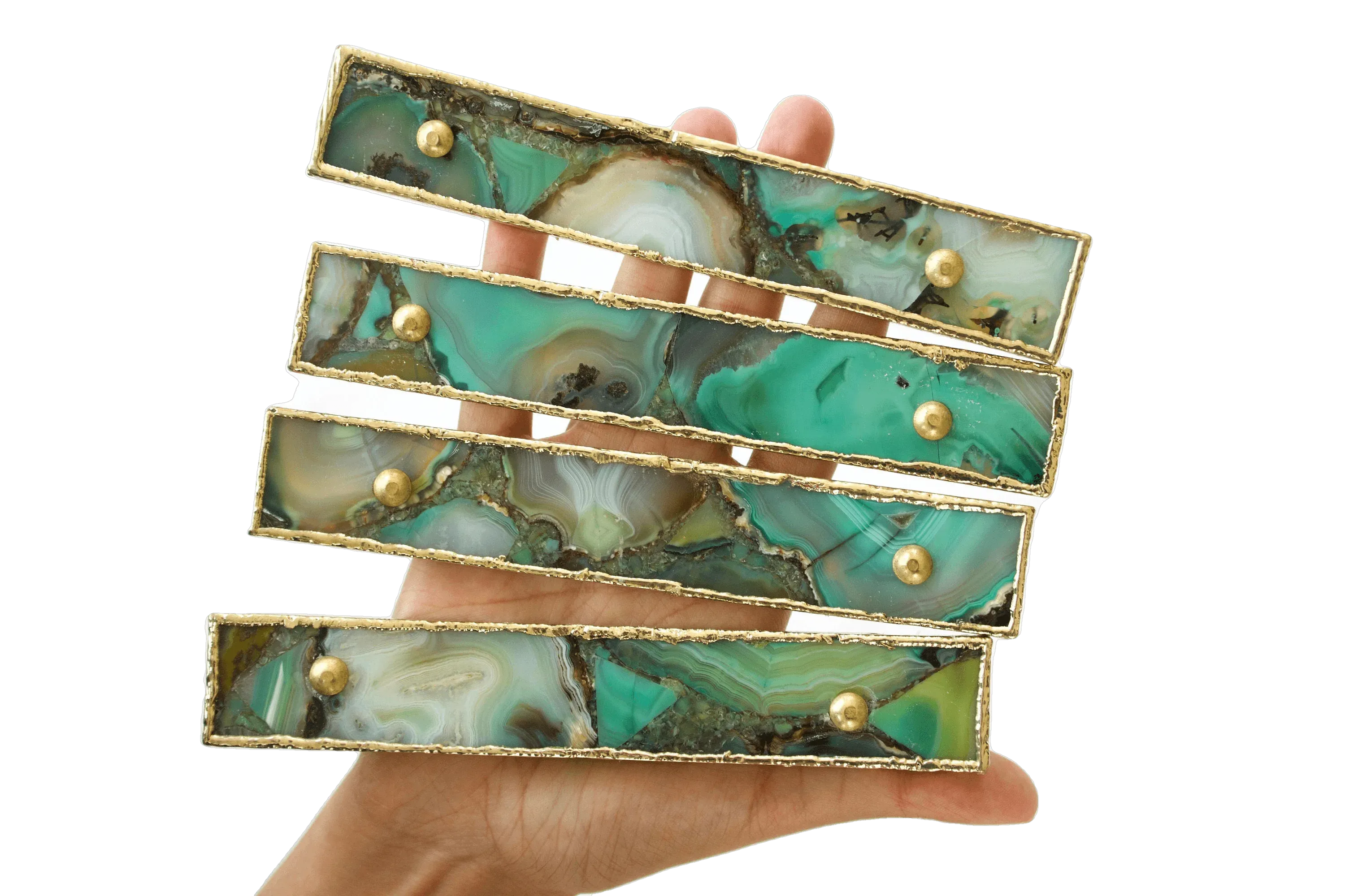 Green Agate Cabinet Door Pull Handle - Set of 4