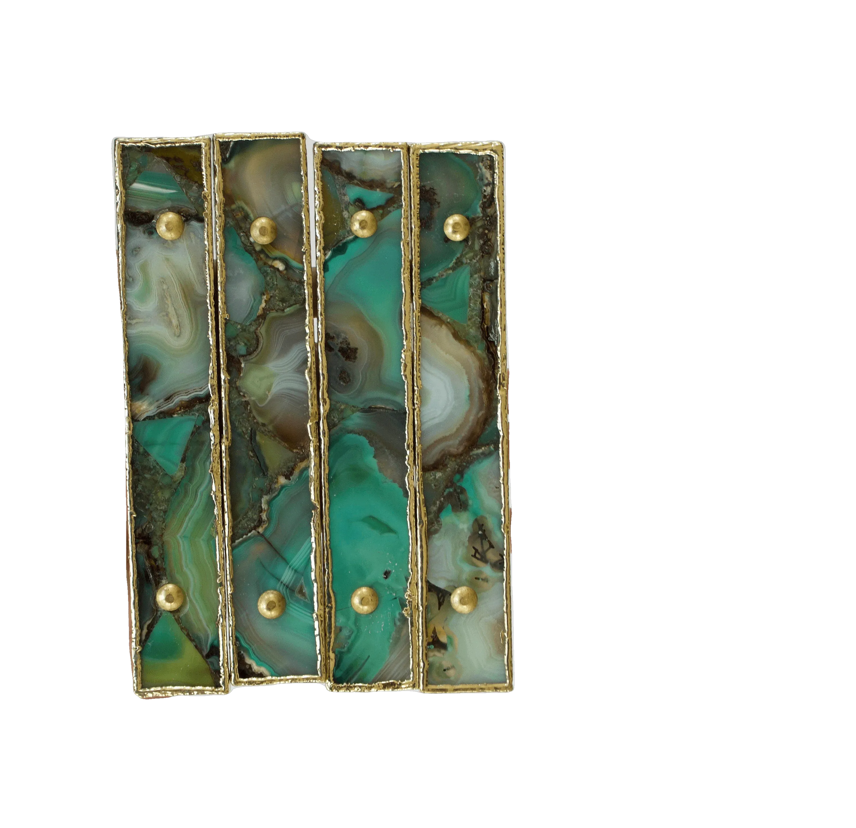 Green Agate Cabinet Door Pull Handle - Set of 4