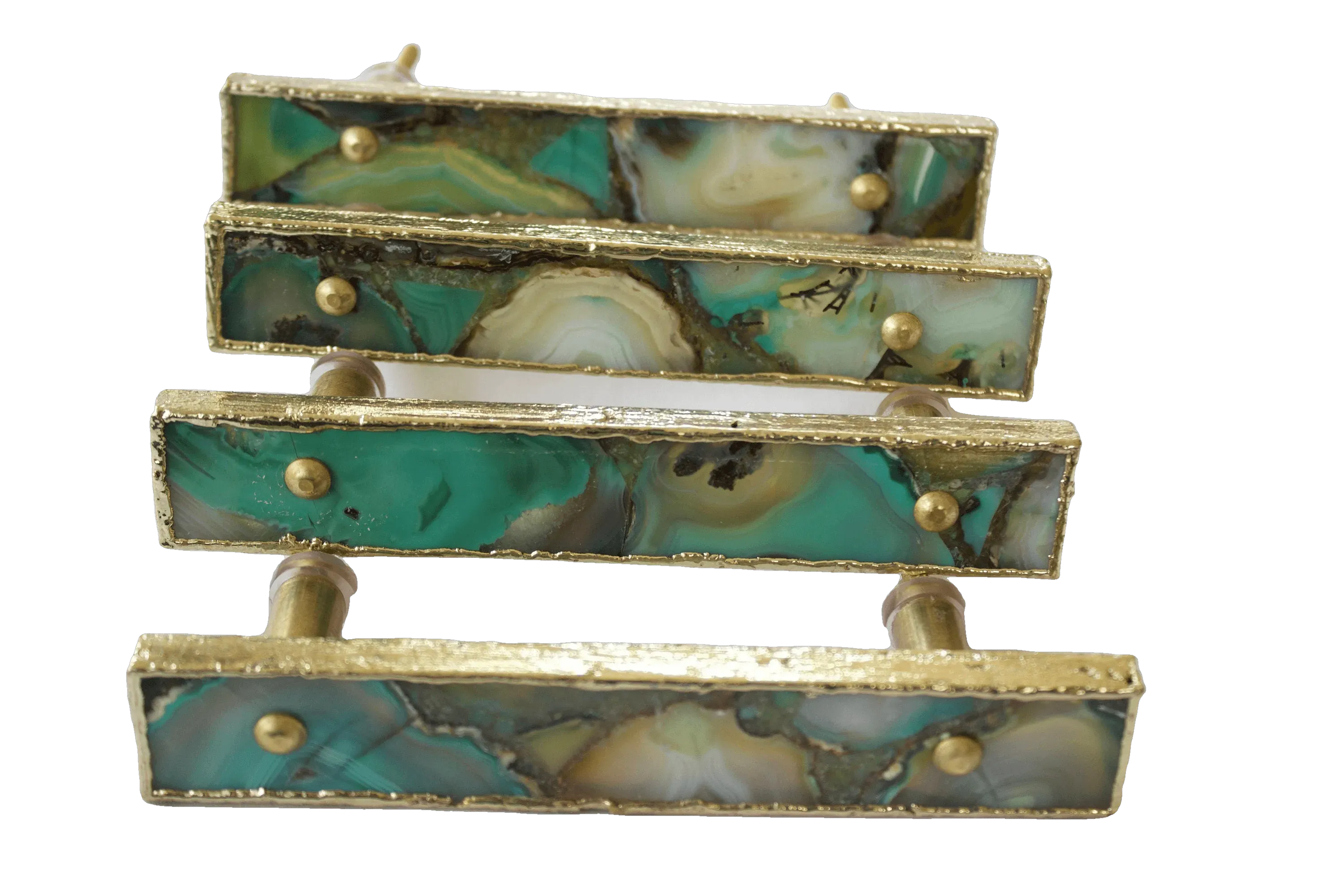 Green Agate Cabinet Door Pull Handle - Set of 4
