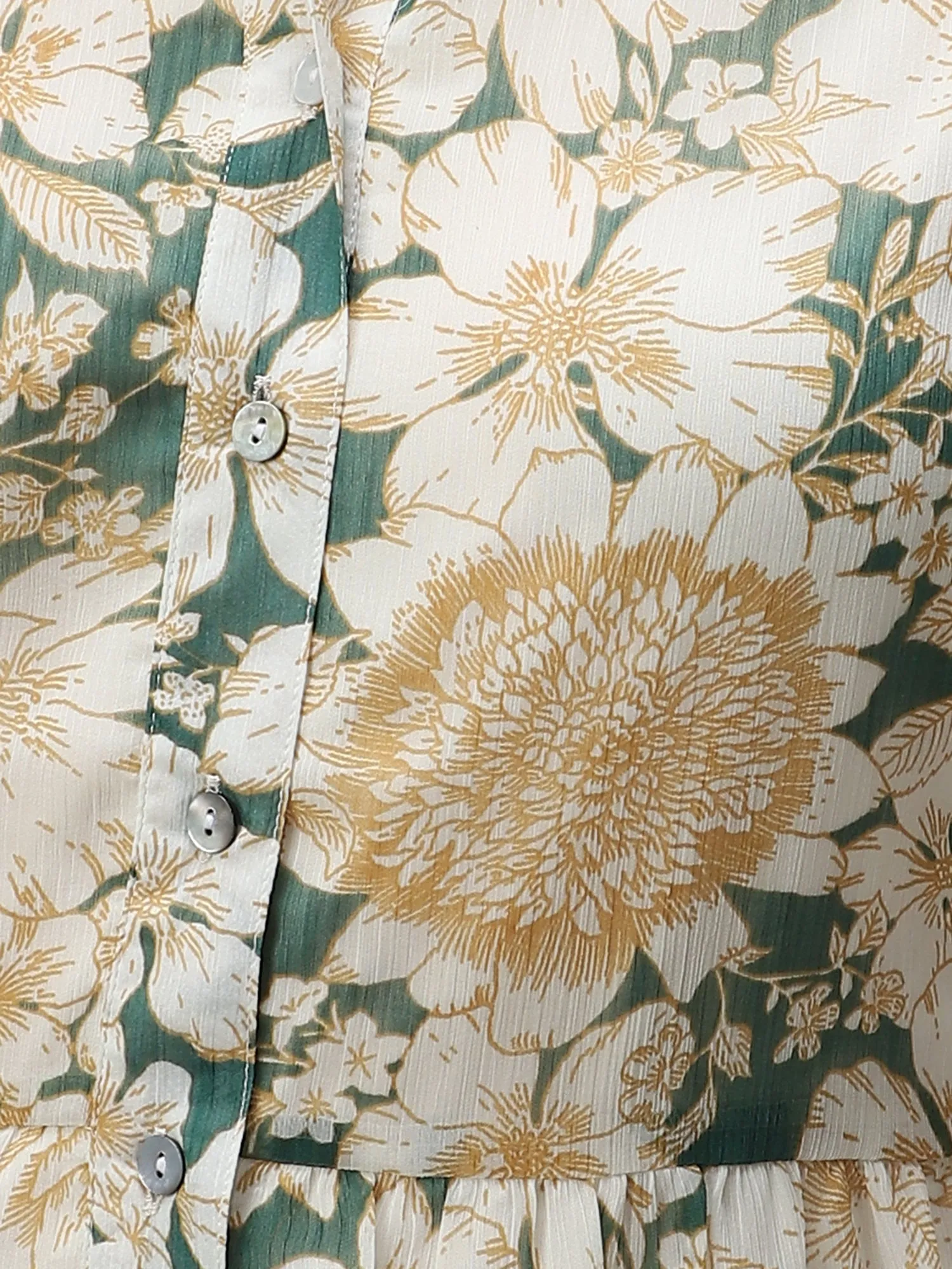 Green Bold Floral Tiered Dress