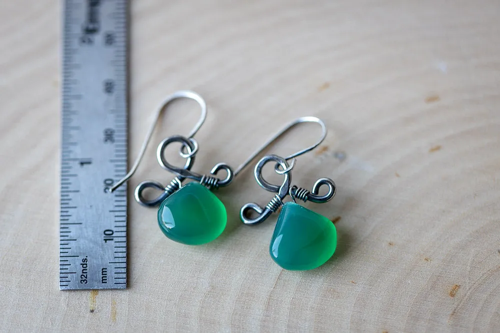 Green Onyx & Sterling Silver Earrings | Handcrafted Elegance