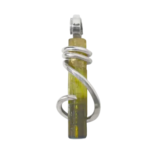 Green Tourmaline Handmade Stone Pendant Wrapped in Silver