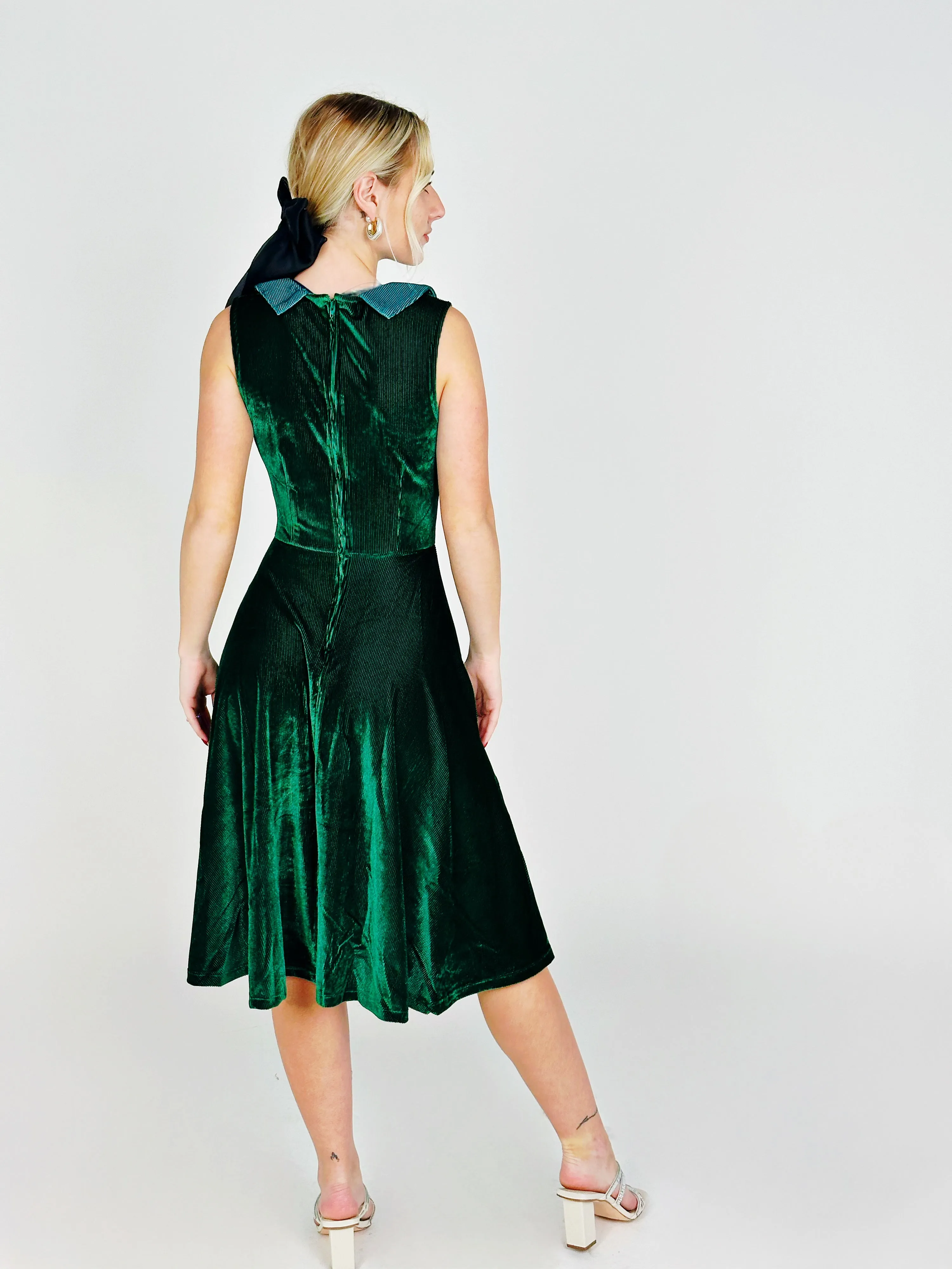 Green Velvet Midi Dress