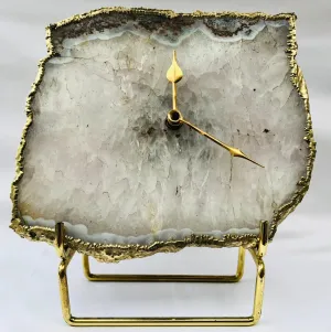 Grey Agate Large Wall Desk Clock