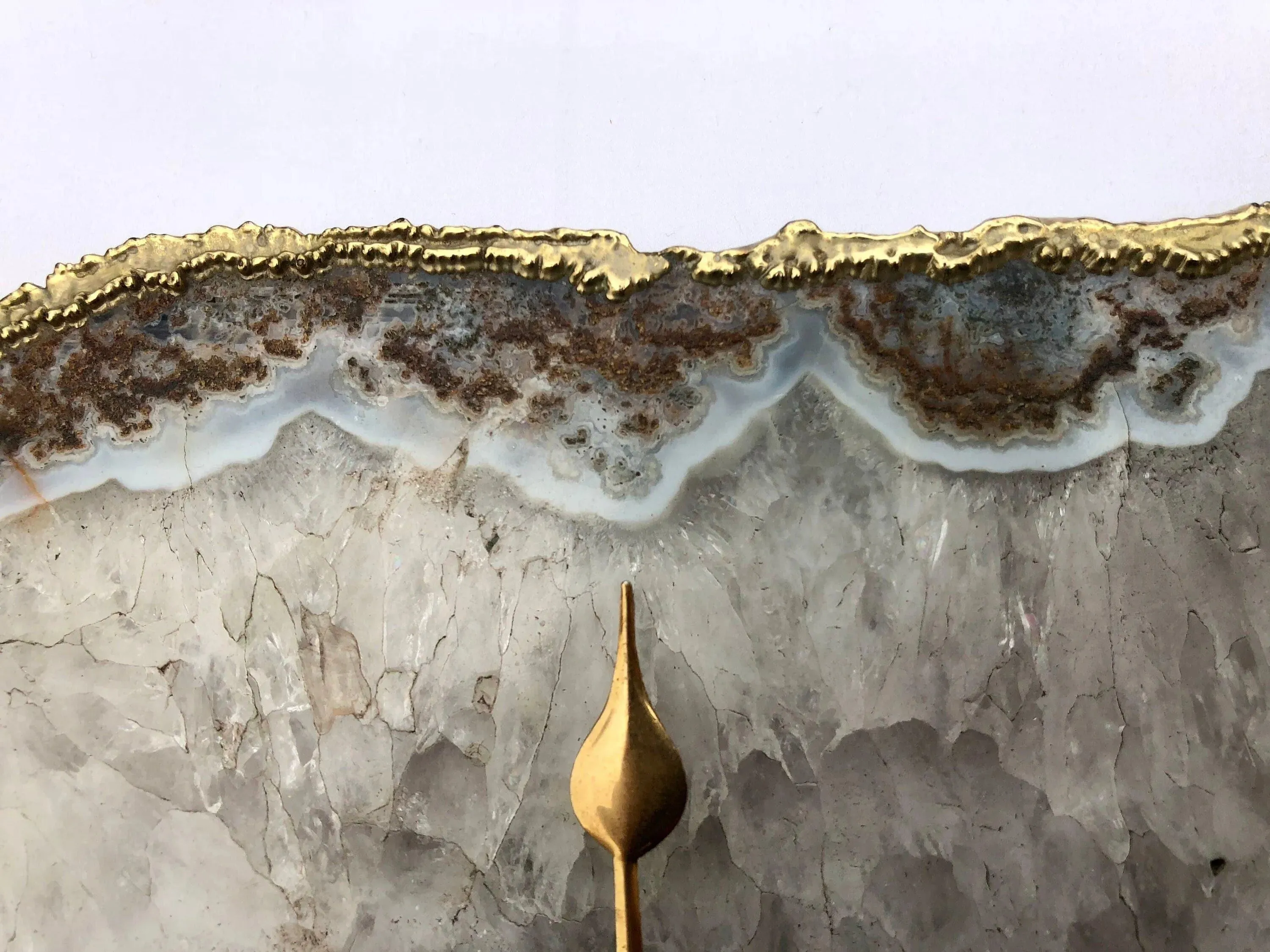 Grey Agate Large Wall Desk Clock