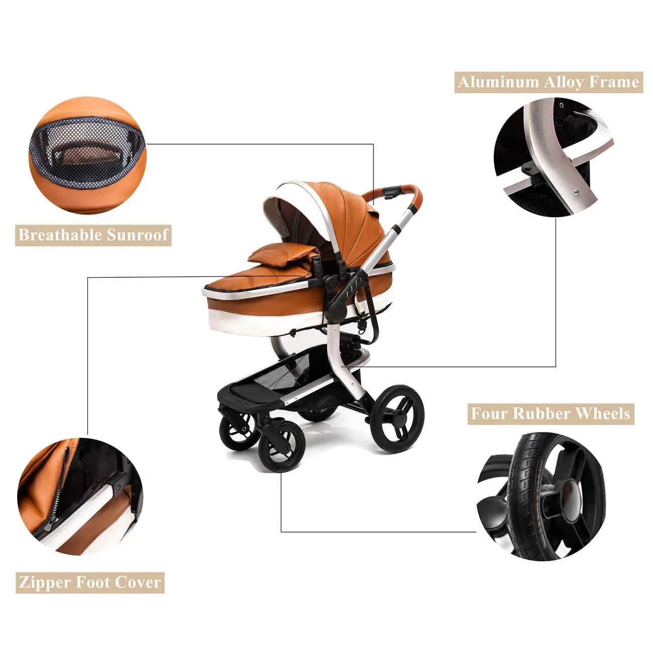 Grey Upgraded Luxury 3-in-1 Baby Stroller