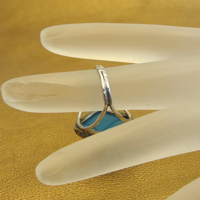 Hadar Designers Blue Ocean Quartz Ring size 6, 6.5 Handmade 925 Silver (H)LAST