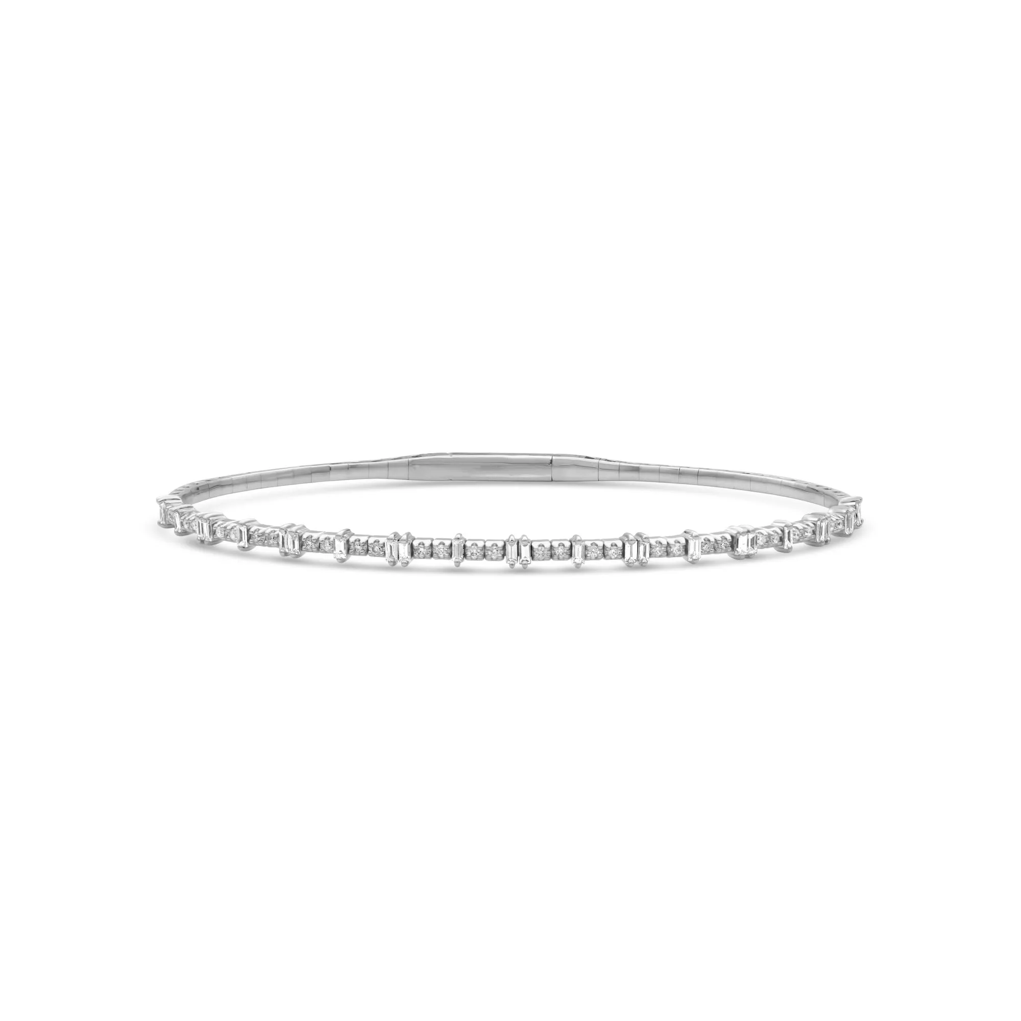 Half Eternity Baguette & Round Diamond Flex Bangle