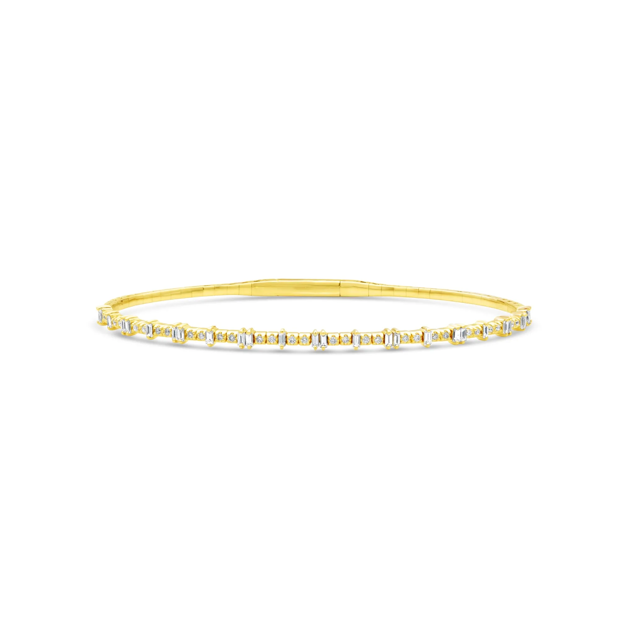 Half Eternity Baguette & Round Diamond Flex Bangle
