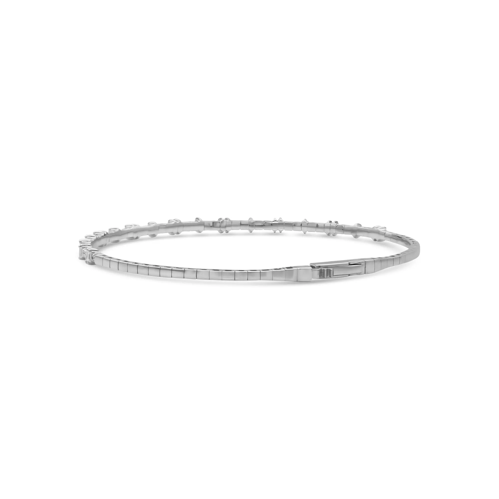 Half Eternity Baguette & Round Diamond Flex Bangle