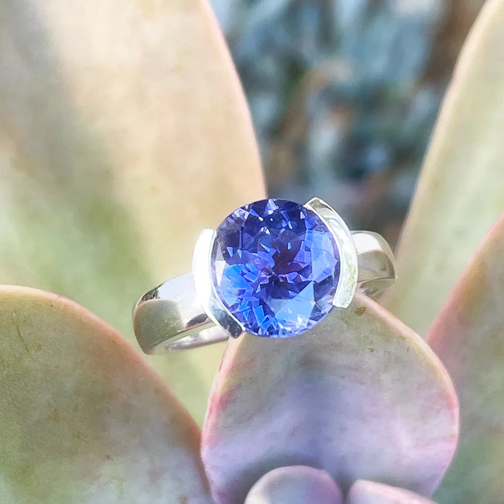 Handcrafted Luxurious Double Open Bezel Set Tanzanite Ring