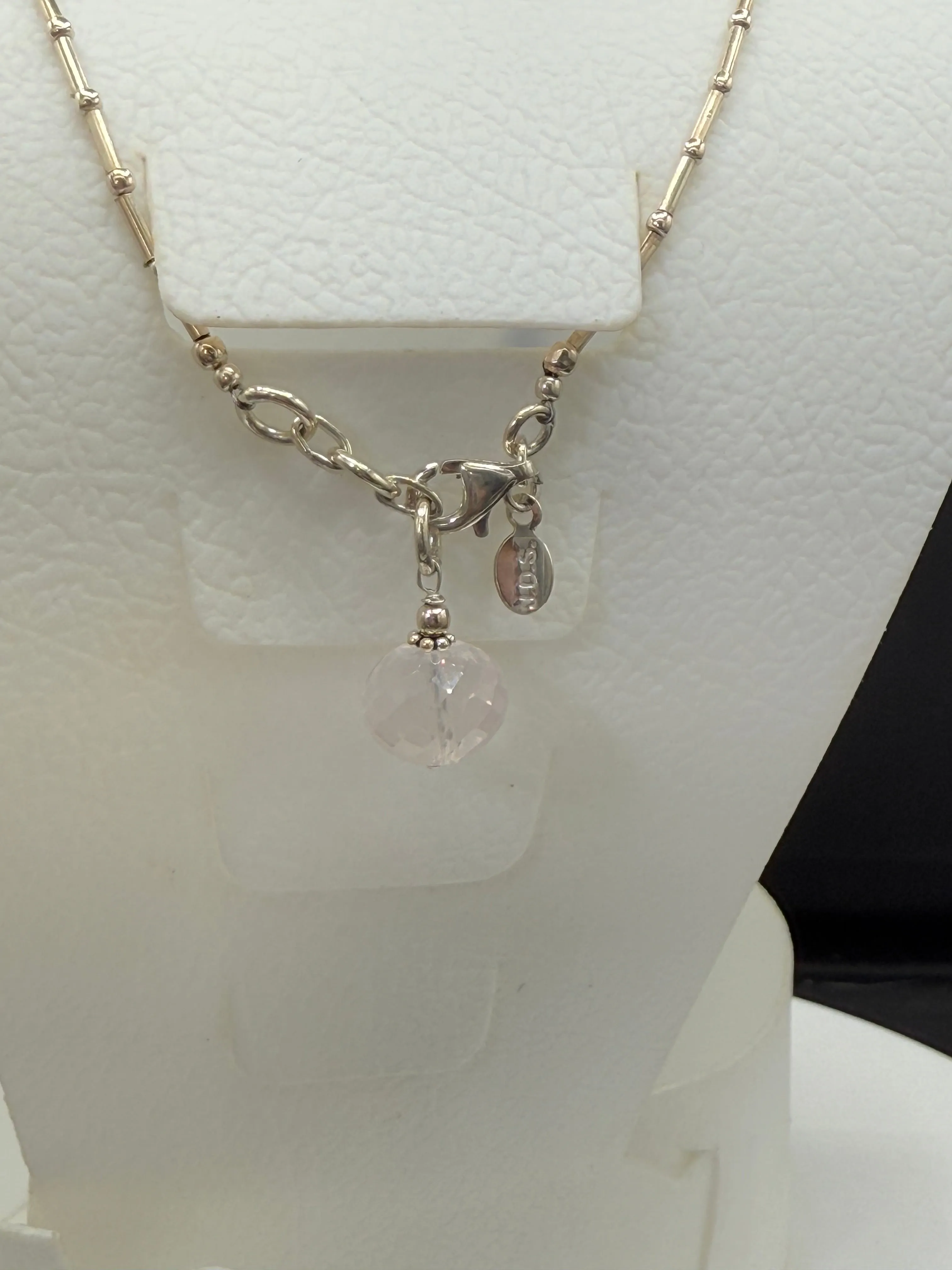 Handmade Natural Amethyst & Rose Quartz Sterling Silver Adjustable Necklace