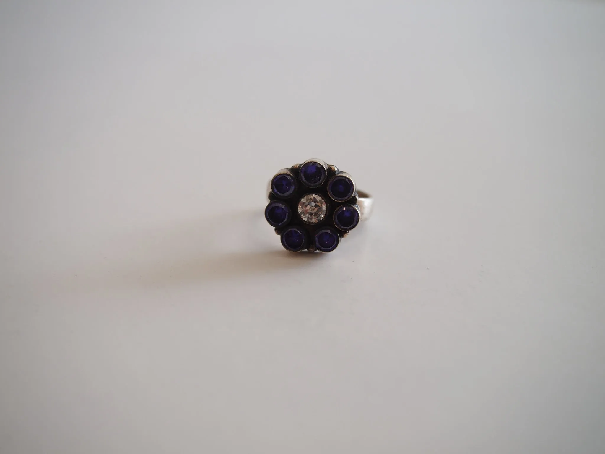 Handmade ring with purple quartz flower