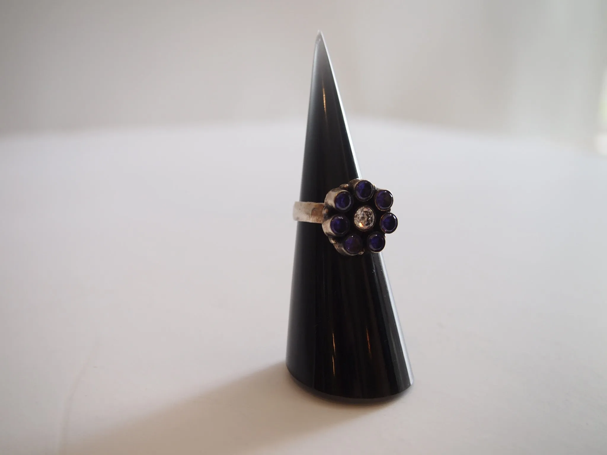 Handmade ring with purple quartz flower