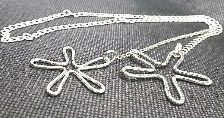 Handmade Sterling Silver Flower Petal Lariat Necklace – Adjustable Floral Design