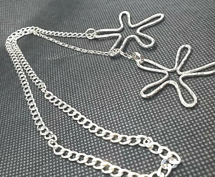 Handmade Sterling Silver Flower Petal Lariat Necklace – Adjustable Floral Design