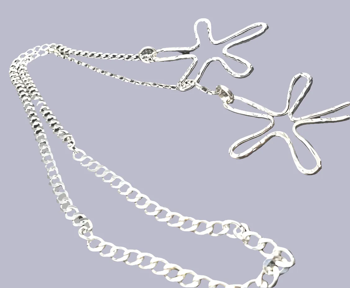 Handmade Sterling Silver Flower Petal Lariat Necklace – Adjustable Floral Design