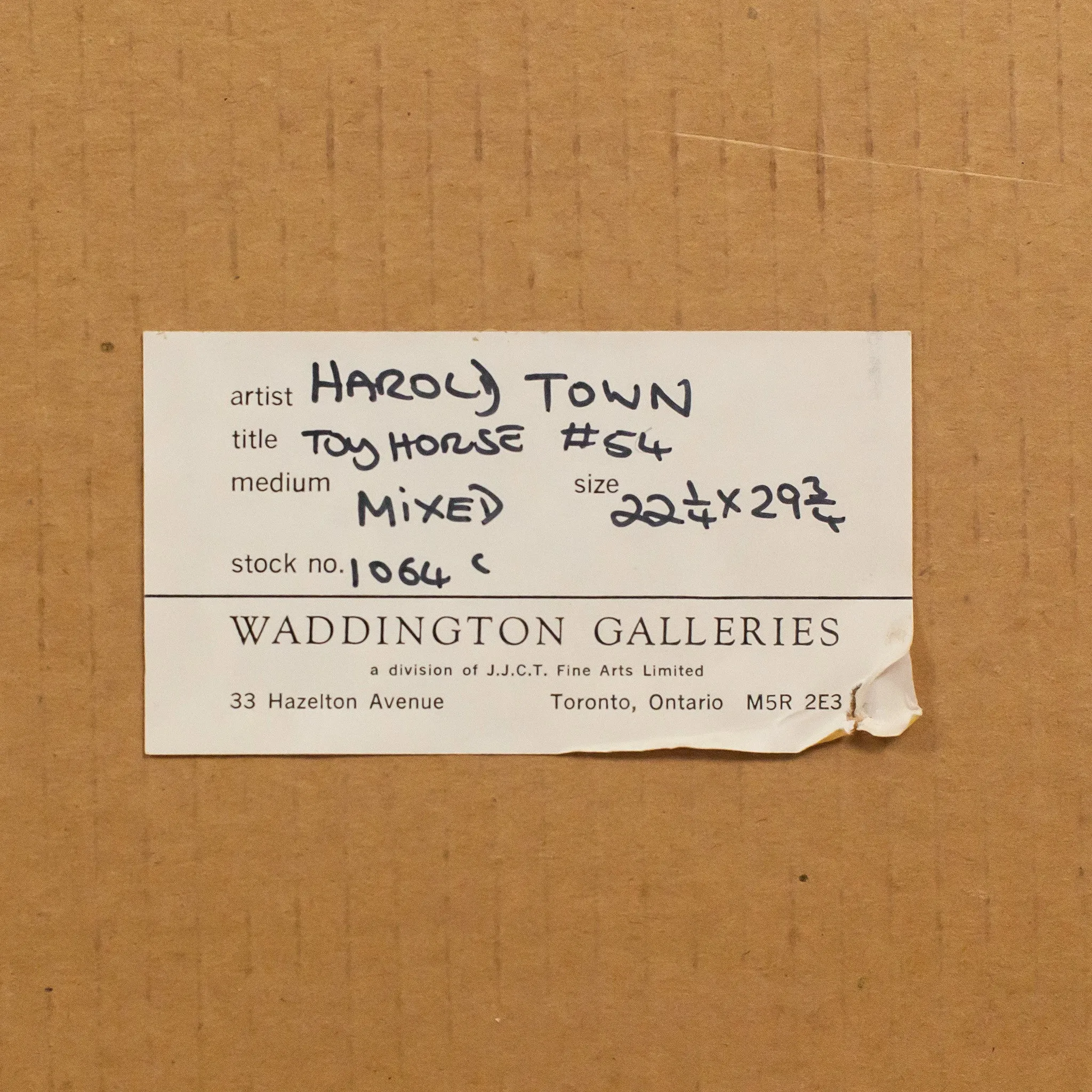 HAROLD TOWN "TOY HORSE #54" 1978