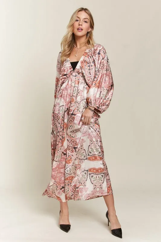 Hazel Blues® |  ADORA Printed V-Neck Batwing Sleeve Dress