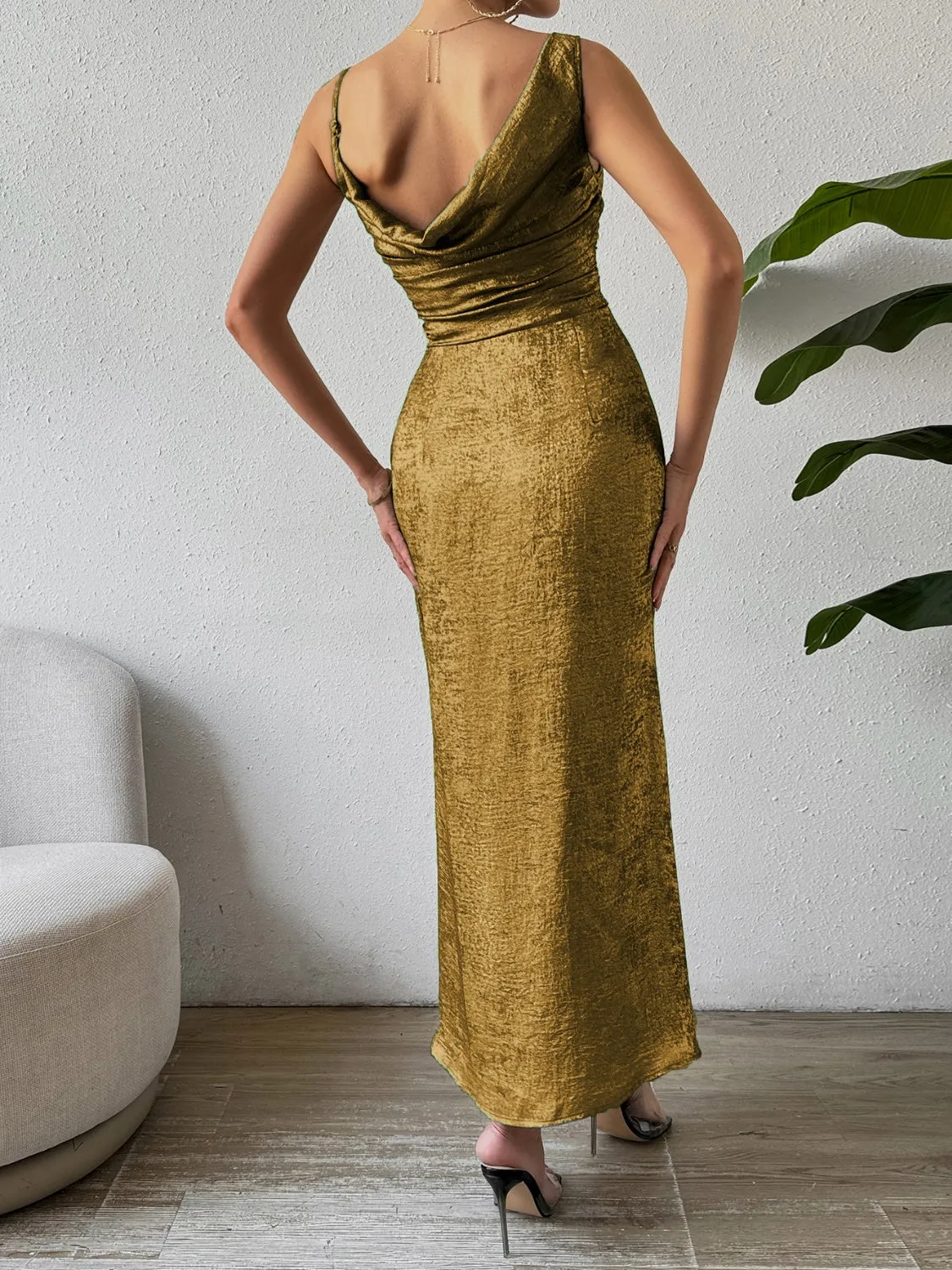 Hazel Blues® |  Asymmetric Neck Sleeveless Midi Dress