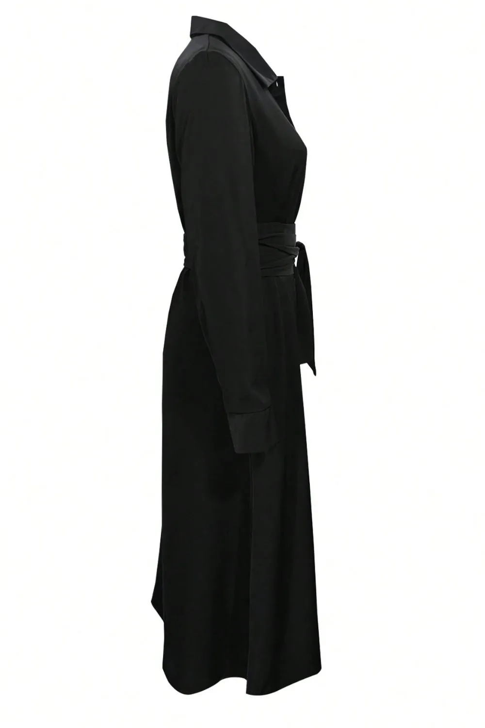 Hazel Blues® |  Collared Neck Long Sleeve Midi Shirt Dress