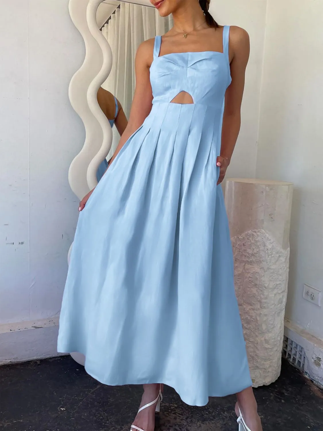 Hazel Blues® |  Devine Cutout Square Neck Cami Dress