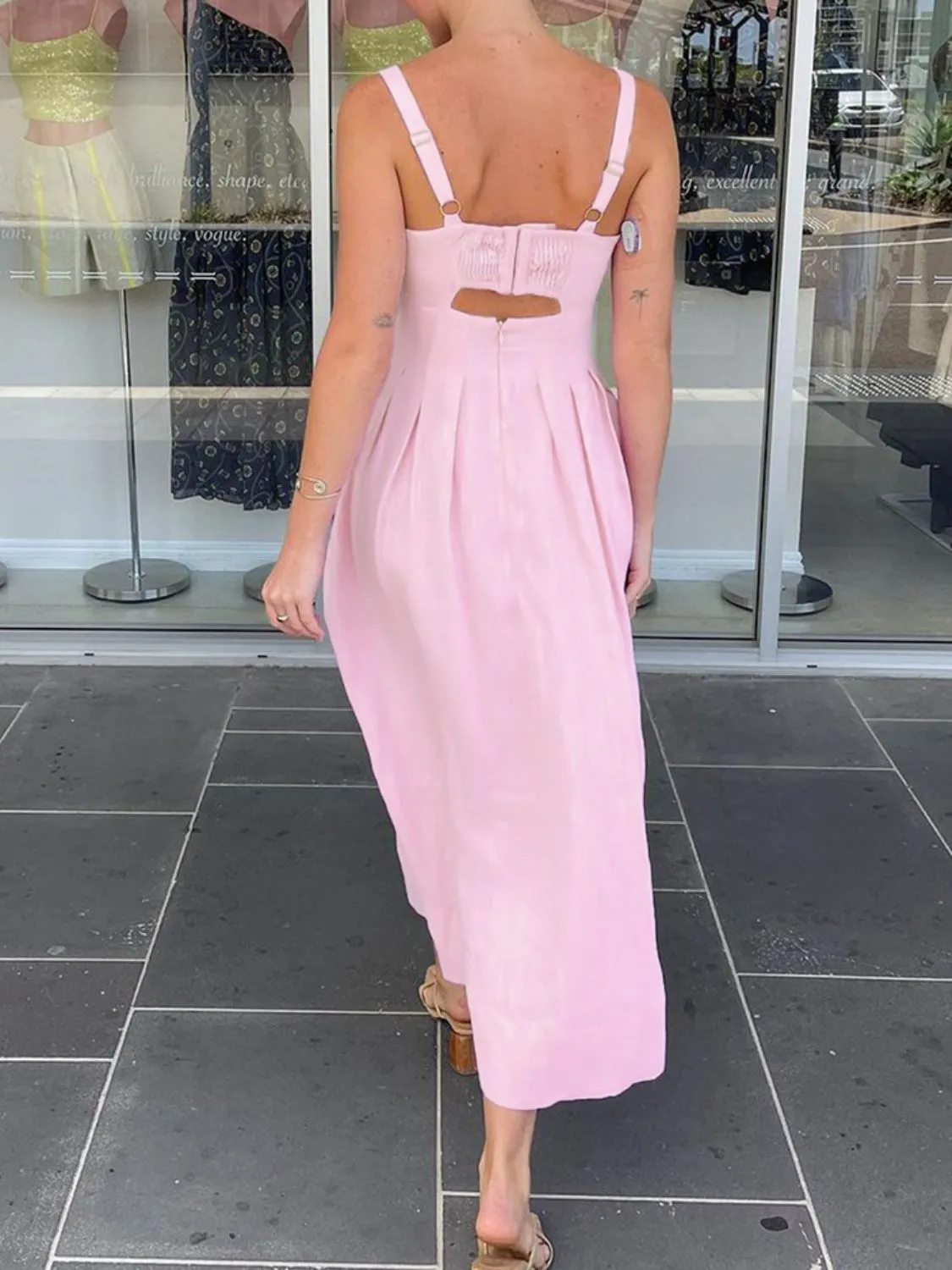 Hazel Blues® |  Devine Cutout Square Neck Cami Dress