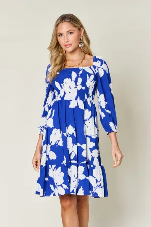 Hazel Blues® |  Double Take Floral Ruffle Hem Smocked Dress