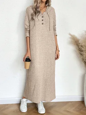 Hazel Blues® |  Drawstring Long Sleeve Hooded Dress