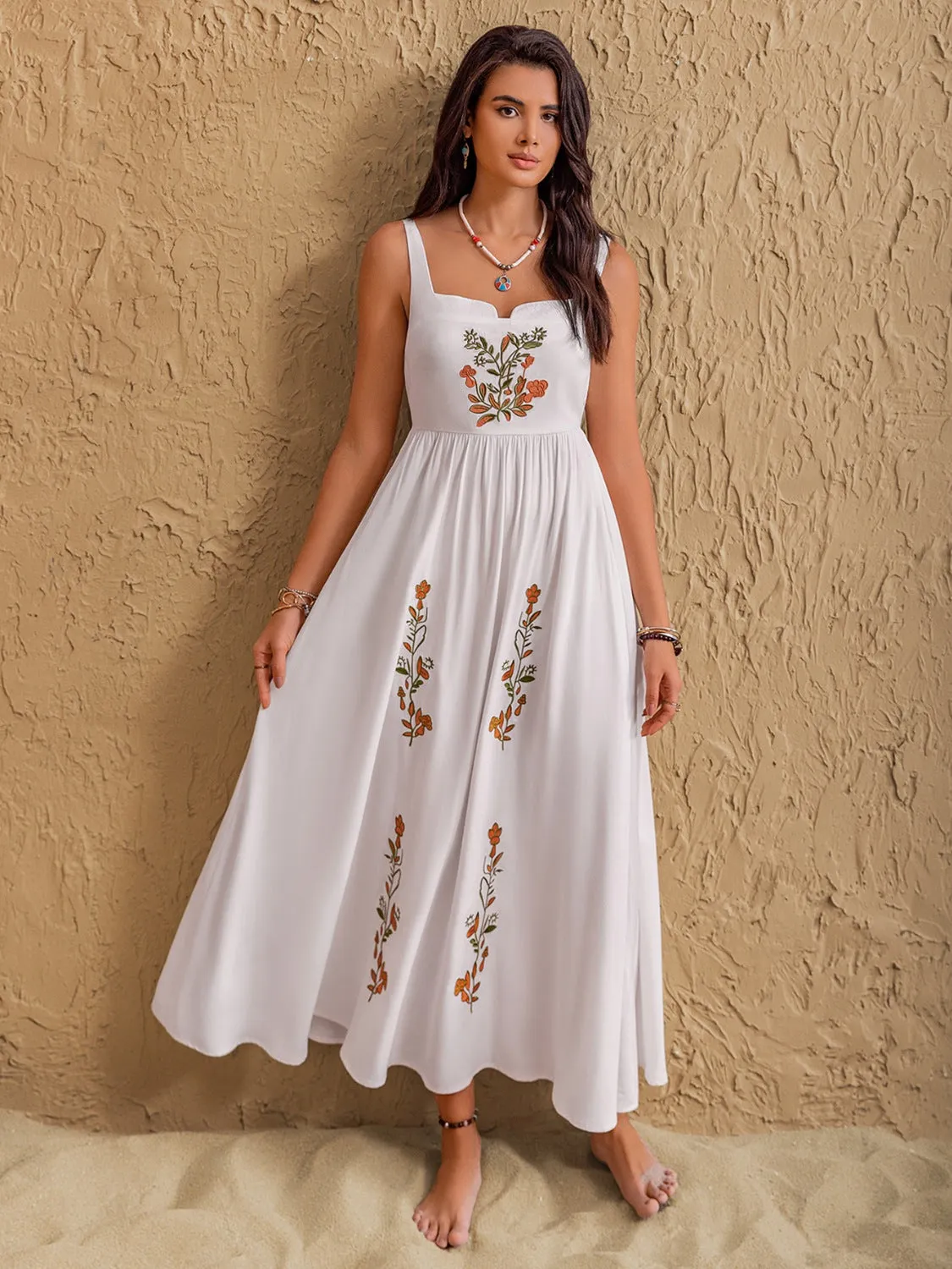 Hazel Blues® |  Floral Embroidered Sleeveless Maxi Dress