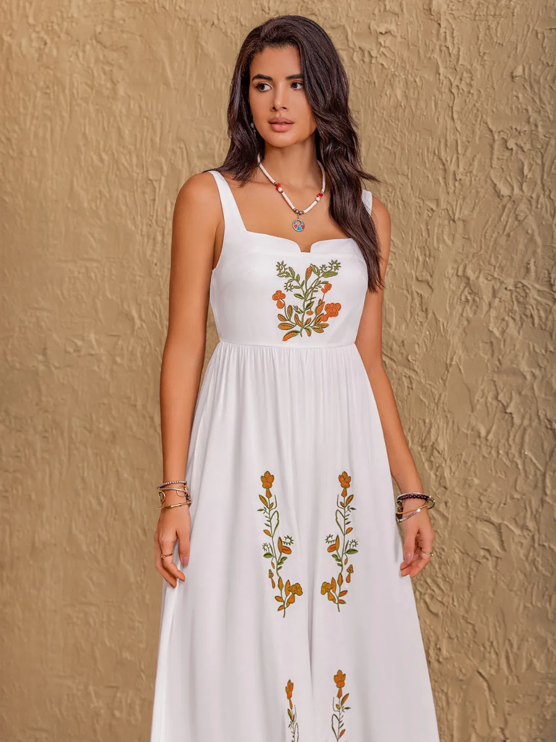 Hazel Blues® |  Floral Embroidered Sleeveless Maxi Dress