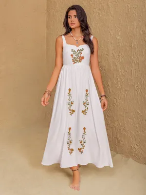 Hazel Blues® |  Floral Embroidered Sleeveless Maxi Dress