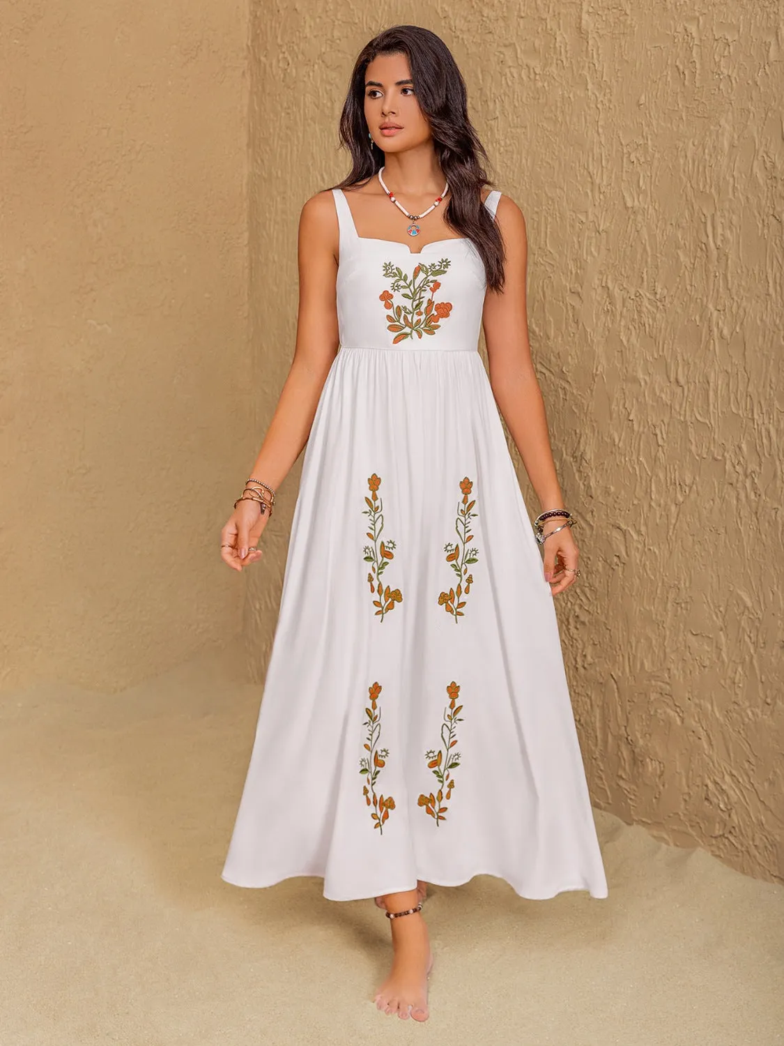 Hazel Blues® |  Floral Embroidered Sleeveless Maxi Dress