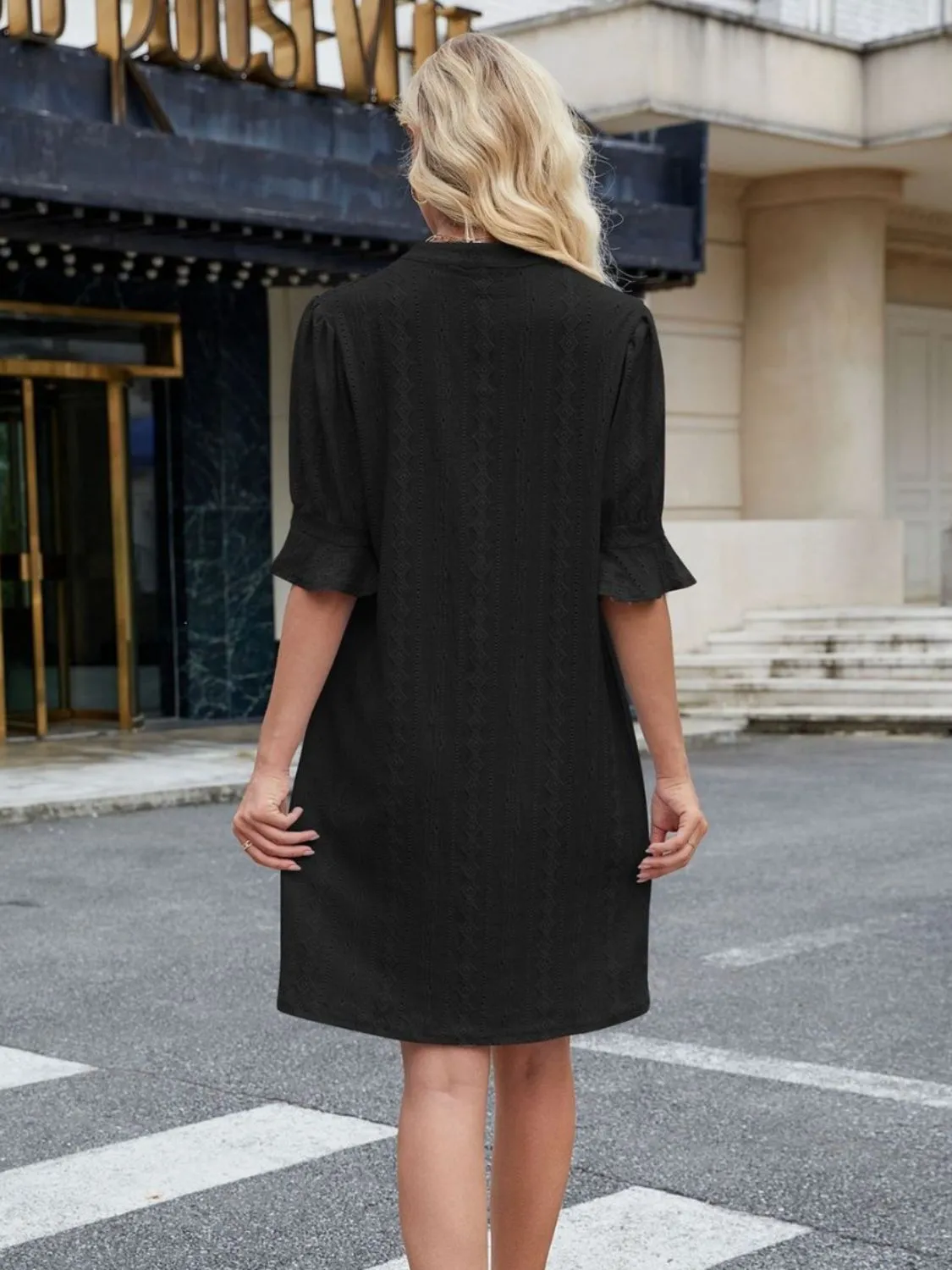 Hazel Blues® |  Florira Eyelet Flounce Sleeve Mini Dress