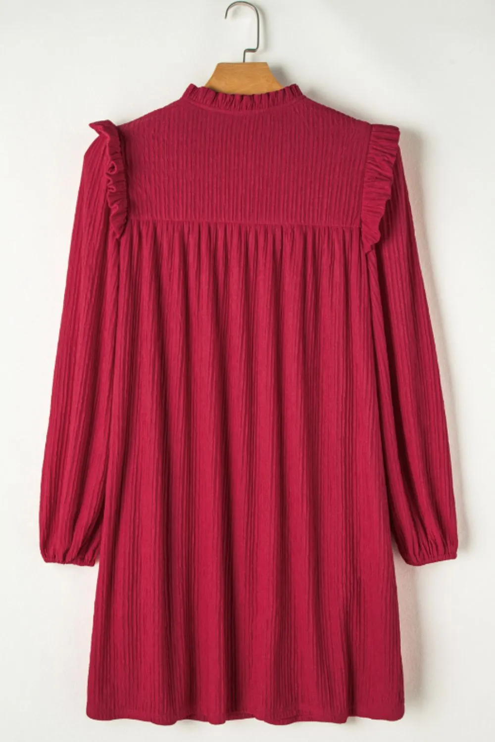 Hazel Blues® |  Frill Notched Long Sleeve Dress