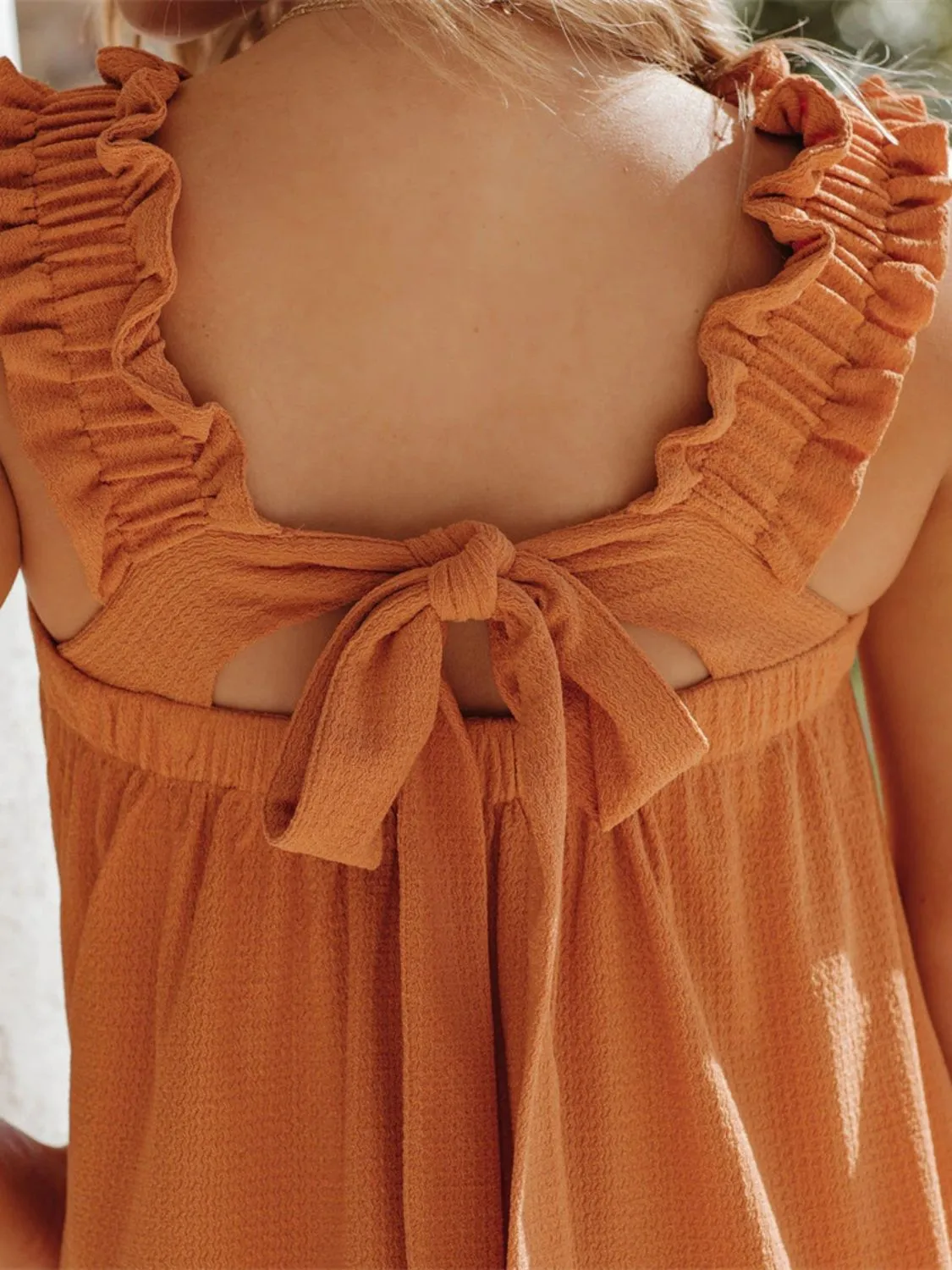 Hazel Blues® |  Frill Pocketed Square Neck Wide Strap Dress