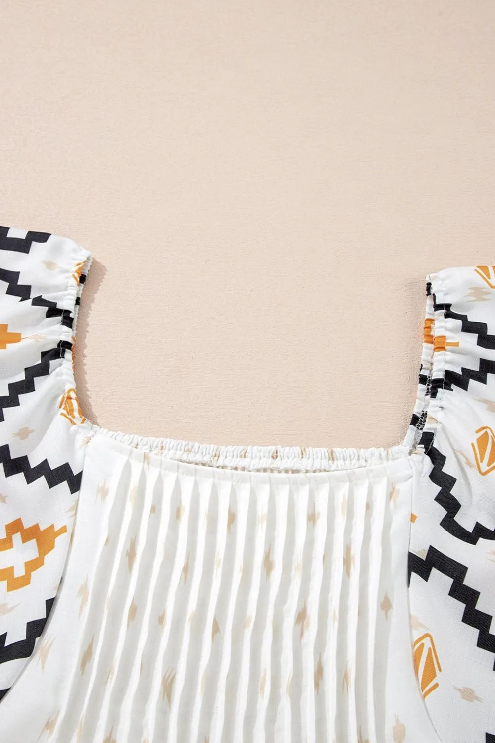 Hazel Blues® |  Geometric Square Neck Half Sleeve Mini Dress