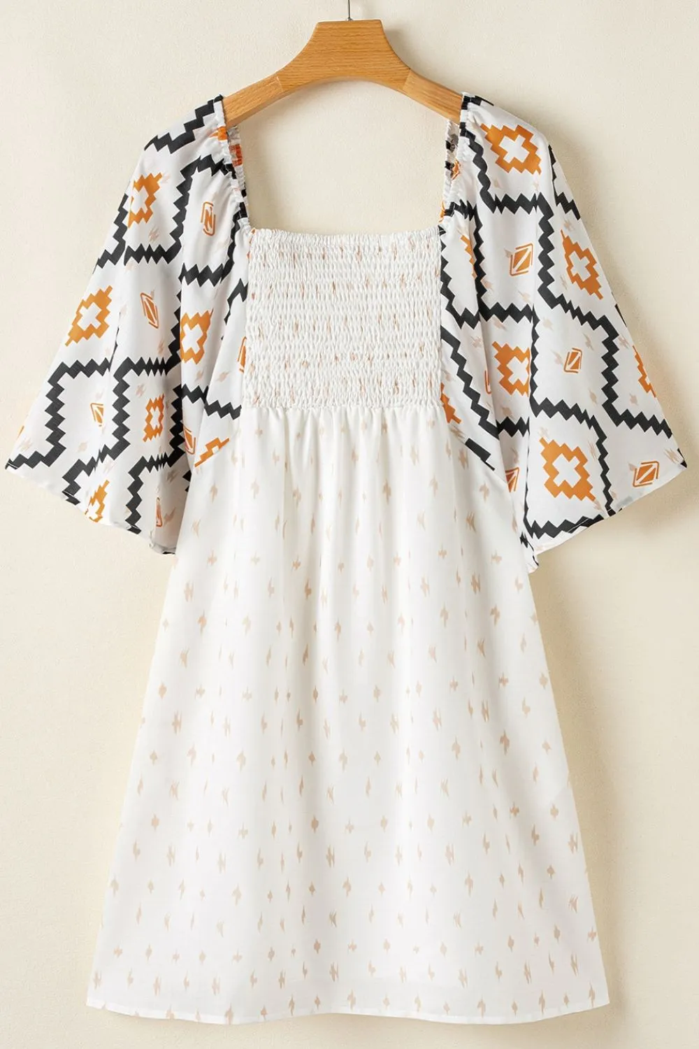 Hazel Blues® |  Geometric Square Neck Half Sleeve Mini Dress