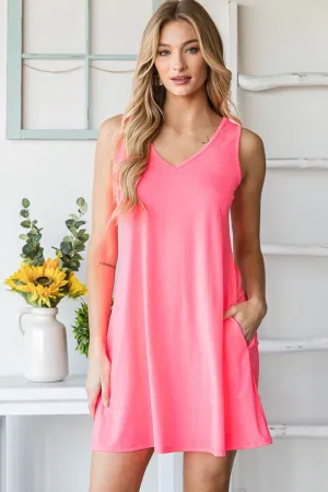 Hazel Blues® |  Heimish V-Neck Mini Tank Dress with Pockets