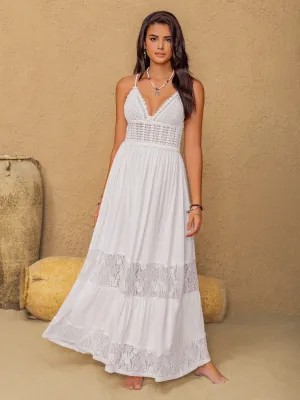 Hazel Blues® |  Lace Detail Crochet Tiered Maxi Cami Dress