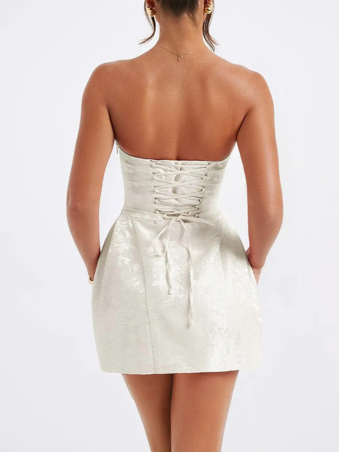 Hazel Blues® |  Lace-Up Sleeveless Satin Mini Dress with Bow