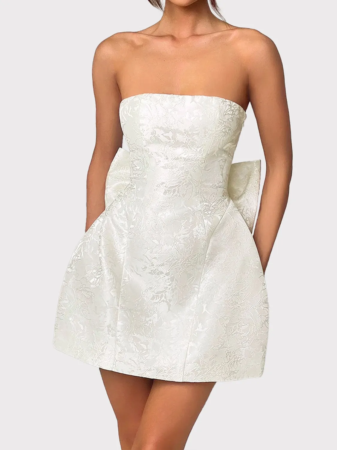 Hazel Blues® |  Lace-Up Sleeveless Satin Mini Dress with Bow
