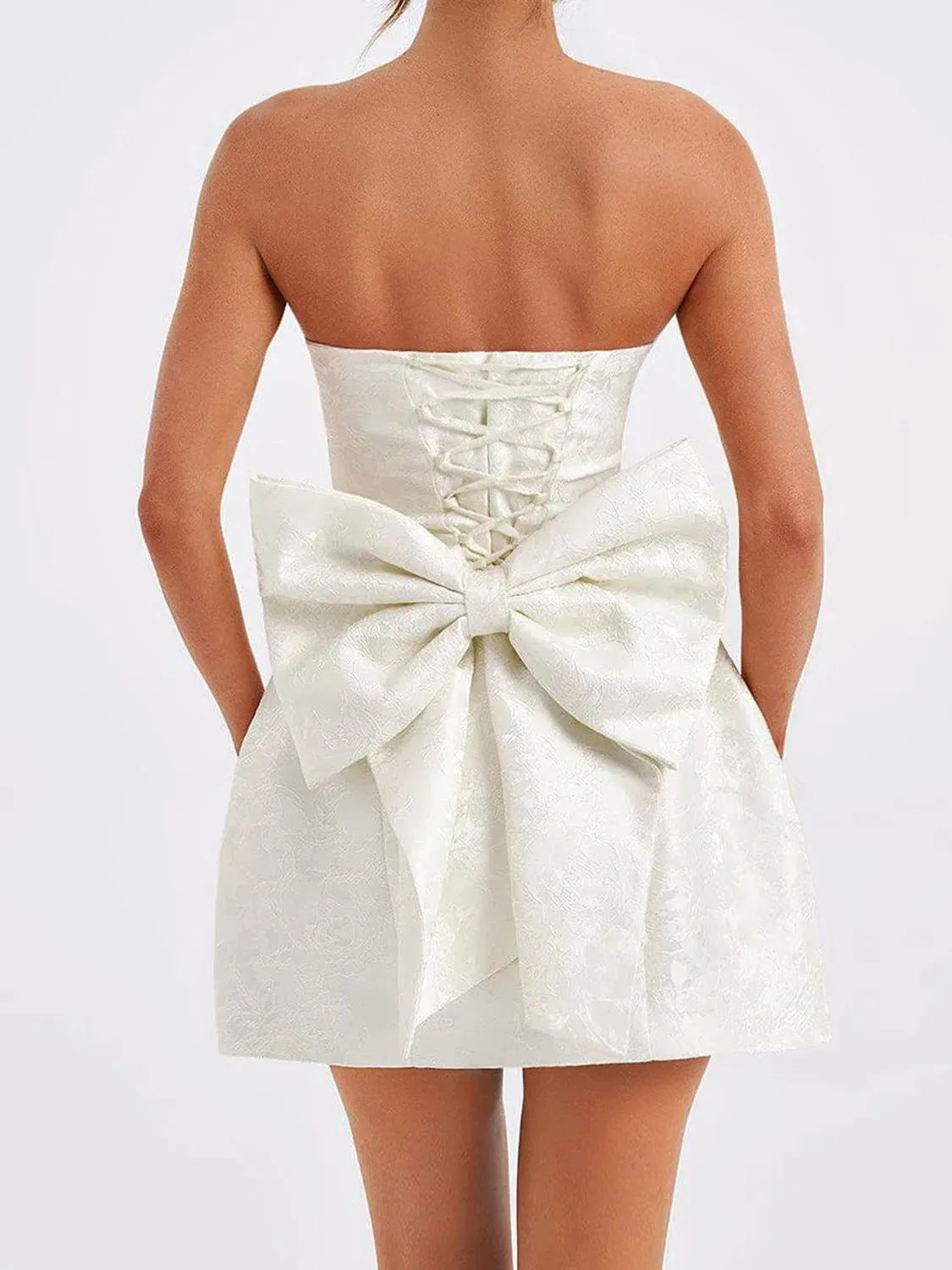 Hazel Blues® |  Lace-Up Sleeveless Satin Mini Dress with Bow