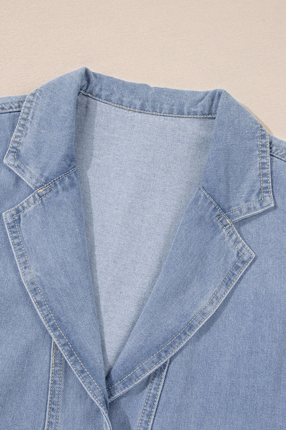 Hazel Blues® |  Lapel Neck Cap Sleeve Denim Babydoll Dress