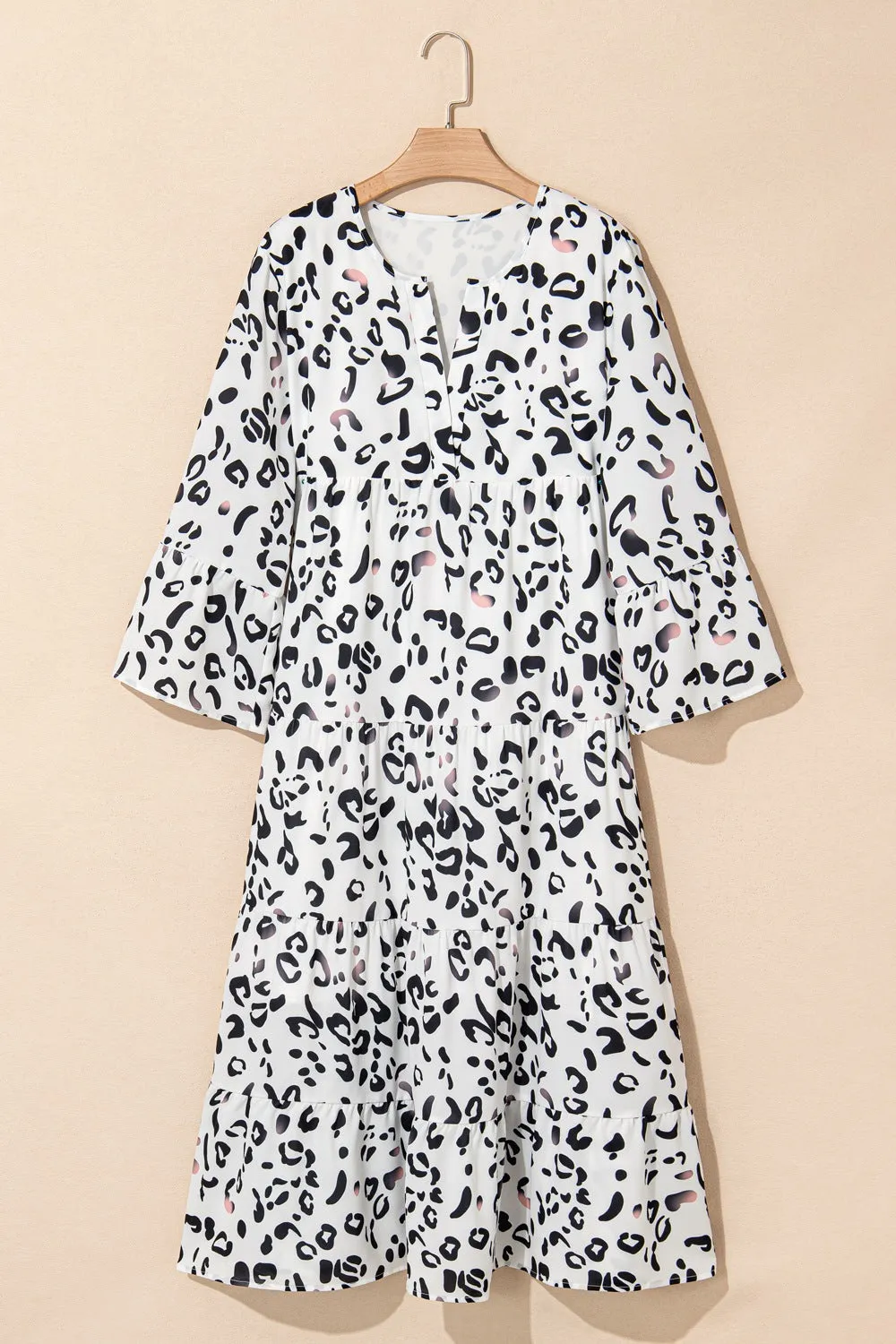 Hazel Blues® |  Leopard Notched Long Sleeve Dress